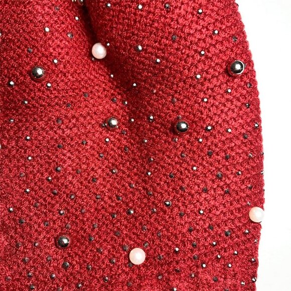 NWT Pearl and rhinestone fleece lined pompon hat - Picture 3 of 4